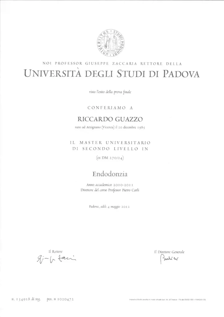 Master Universitario di Secondo Livello in Endodonzia