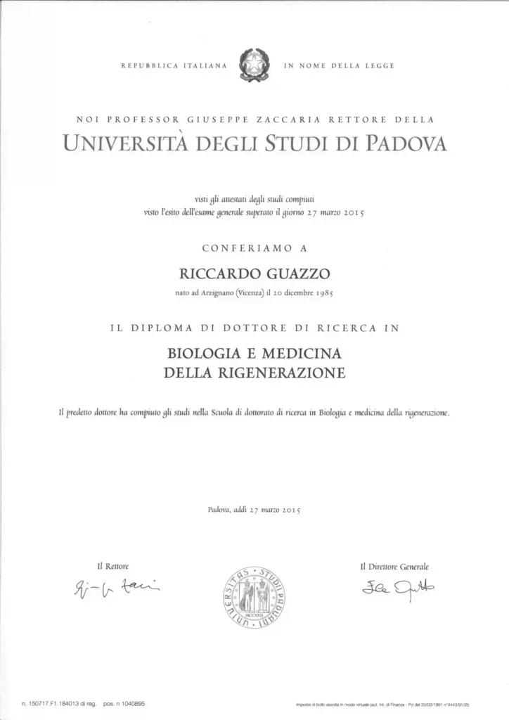 Diploma di Dottore di Ricerca in Biologia e Medicina della Rigenerazione