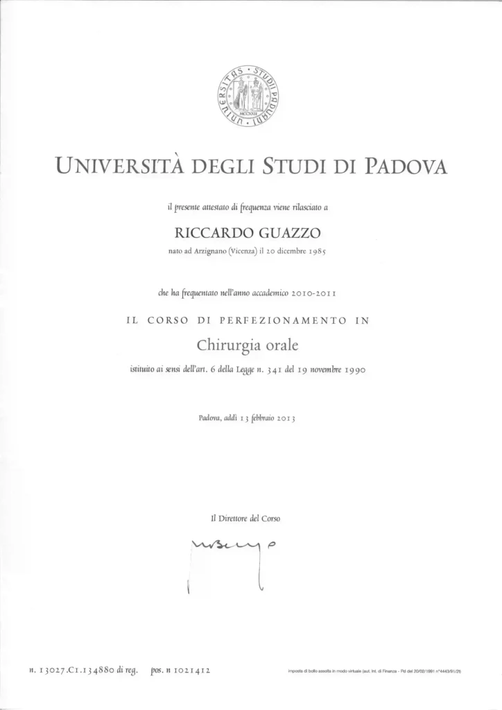 Corso di perfezionamento in Chirurgia orale